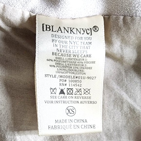 Blank NYC Faux Suede/Leather Moto Jacket XS or SM Beige Taupe Asymmetrical Zip - Picture 5 of 6